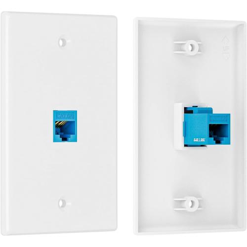 iwillink 2-Pack Cat6A Ethernet Wall Plate, 1-Port RJ45 Wall Plate, Blue