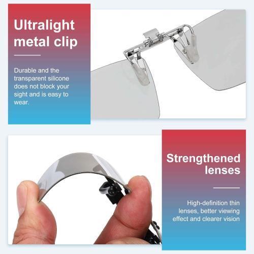MECCANIXITY 2 Pcs Polarized Clip-on 3D Glasses, Passive Square 3D Viewing Glasses Frames for Image Maximum Movies Theater Games TV Photo Projector (Metal Clip)