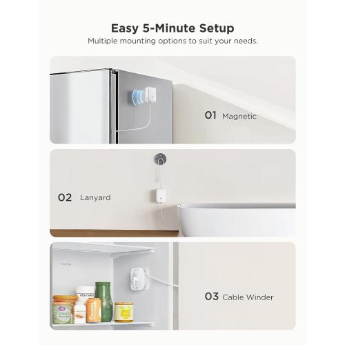 GoveeLife WiFi Refrigerator Thermometer with Alarm, Wireless Digital Freezer Temperature Gauge with App, 2 Years Free Data Export, for Home Kitchen Fridge Hot Tub 2 Pack（Only Support 2.4G Wi-Fi）