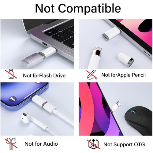 2 Pack Lightning to USB C Adapter for iPhone 15/16/16 Pro Max/Plus,Samsung S24,Support Charging & Data Transfer,Type C Charger Connector Cable,Lightning Female to USB C Male Adapter,Not for Audio