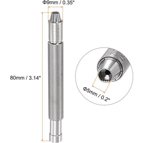 uxcell Watch Crown Winder Tool 5mm Manual Mechanical Winding Instrument Silver Stainless Steel Watch Repair Helper