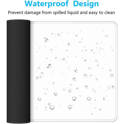 Dapesuom Large Mouse Pad, Extended Gaming Mouse Mat with Stitched Edges, Waterproof Full Size Desk Mats with Non-Slip Base, Computer Big Desktop Keyboard Pad for Laptop, Office, 23.6 x 11.8 in, White