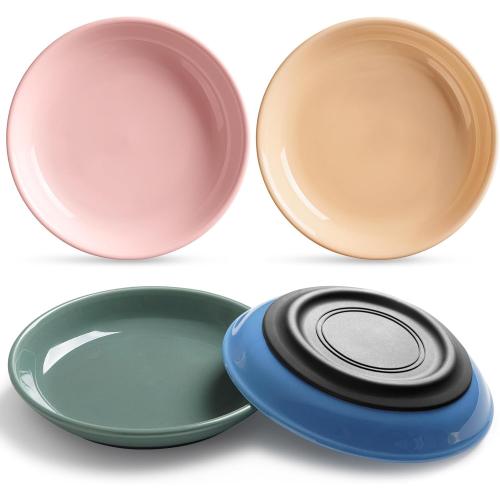 WROSWT Colorful Cat Food Bowl,Non-Slip Silicone Bottom Cat Bowls for Indoor Cats,Anti Whisker Fatigue Cats Dishes Set,Shallow Wide Kitten Plates for Food and Water,4 Pack