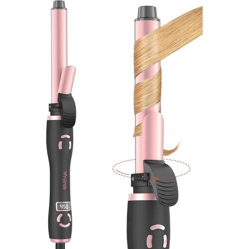 Rotating Curling Iron - Automatic Curling Wand 1 Inch for Long Hair, Fast Heating Self Spinning Hair Curler Wand for Effortless Beach Waves, Auto-Shut Off, Dual Voltage, 12 Temperature & Memory Mode