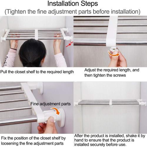 Hershii Tension Shelf Expandable Rod Closet System Heavy Duty Clothes Hanger Adjustable DIY Garage Bathroom Kitchen Storage Organizer Shoe Rack, Plant Stand, Bookshelf