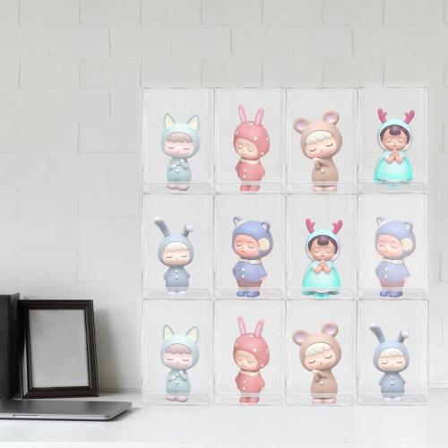 12 Pack Display Case, Free Standing Clear Cabinet Showcase for Mini Pop Figures, Collectibles, Gemstones & Mini Toys, Secure Stackable Design