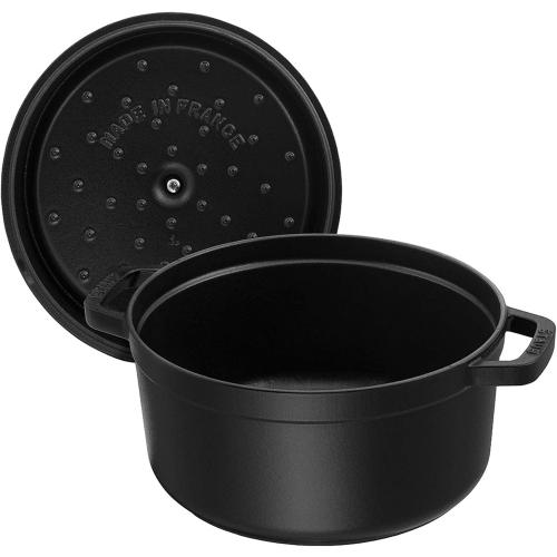STAUB Cast Iron Dutch Oven 7-qt Round Cocotte, Made in France, Serves 7-8, Black Matte