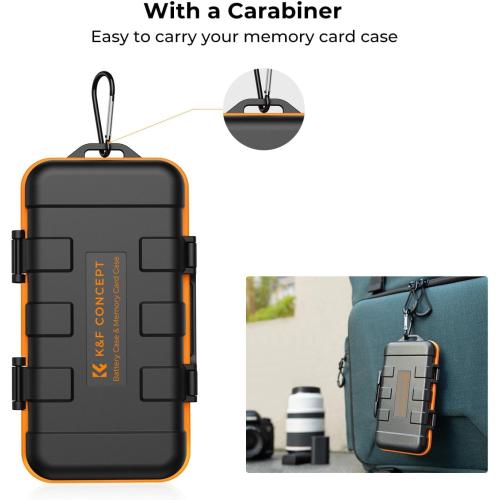 K&F CONCEPT Camera Battery SD Card Holder for 4 SD Cards/6 TF/2 CF/2 XQDs Cards, 2 Slots Battery Storage Case, Water-Resistant Anti-Shock Case for DSLRs, Action Camera Batteries, NP-FZ100