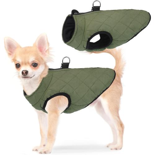 SCENEREAL Winter Dog Vest Coat with Harness Built in, Warm Dog Jacket for Small Medium Dogs, Cold Weather Coats with Zipper, Fleece Puffer Vest Windproof Snow Clothes for Puppy Pet