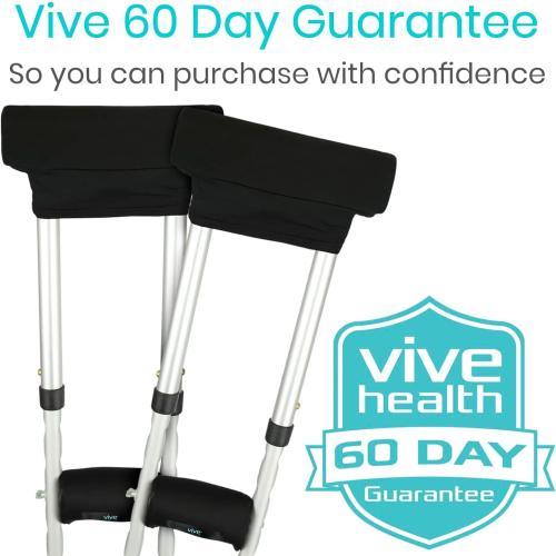 Vive Premium Crutch Pads & Hand Grips - Comfortable, Breathable | Machine Washable Padding - Moisture Wicking & Odor Reducing Pillow Accessory Covers for Adult & Youth Walking Crutches