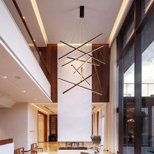 MADISH Modern LED Dimmable Staircase Chandelier | Single Mount Plate | Fixed Height 47” | Living Room, Stairway, Dining Room Lighting（9-lamp ）‼️Used ‼️product has mild stains