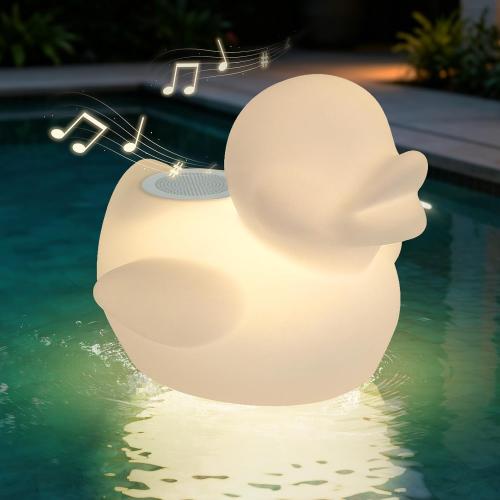 uuffoo Floating Pool Lights Speaker, LED Duck-Shaped Bluetooth Pool Speaker with Remote Control, IPX7 Waterproof Rechargeable Floating Speaker Light for Pool, Hot Tub, Patio and Outdoor Party