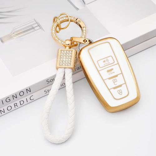 PIFOOG Key Fob Cover for Toyota RAV4 Camry Highlander Corolla 4Runner Prius Avalon CHR 4 Button Keys Case