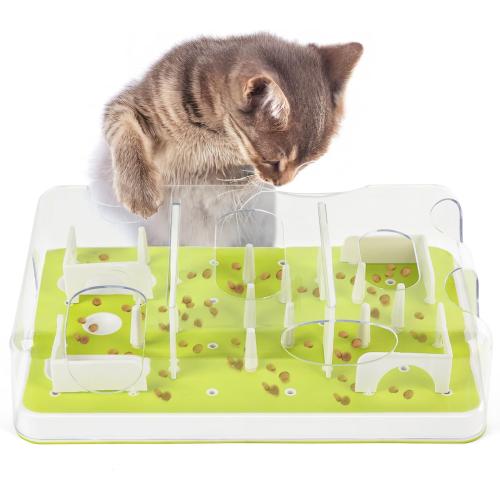 ALL FOR PAWS Interactive Cat Puzzle Feeder & Slow Feed Toy – Mental Stimulation Treat Dispenser Maze for Indoor Cats, Enrichment & Cat Food Toy