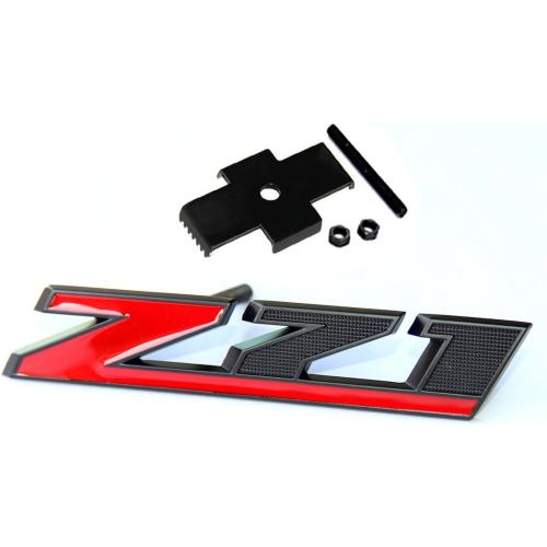 Yoaoo 1x Matt Black Red Grille Z71 Emblem Badge Compatible with Silverado 1500 2500Hd Sierra Tahoe Suburban 3D