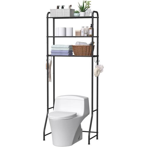 samstar 3 Tier Over The Toilet Storage Rack, Bathroom Organizer Shelves Cabinet Above Toilet, Freestanding Shelf Space Saver, Black