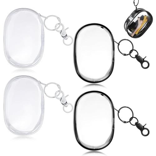 4 PCS Cute Clear Bag Keychain, Clear Doll Display Keychain Bag, Portable Coin Purse Pouch for Display off Blind Boxes Mini Figures(Small Size)