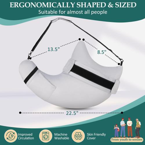 HARBOREST Shoulder Surgery Pillow with Straps & Pocket - Shoulder Pillow for Shoulder Pain, Rotator Cuff Pillow for Sitting, Relief Pillow (Light Grey)