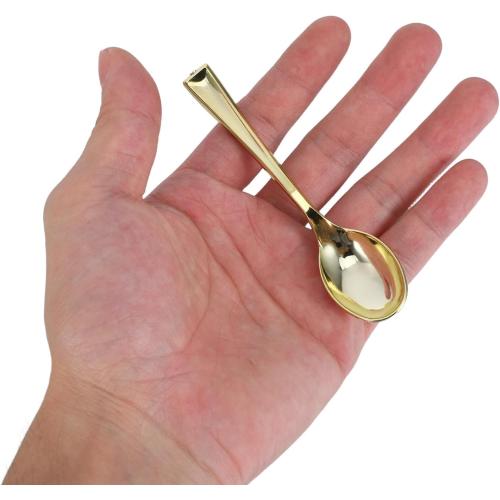 100PCS Mini Dessert Spoons: Plastic Spoons Small Tasting Utensils for Wedding Cake Food Sampling Pudding Yogurt & Shaved Ice