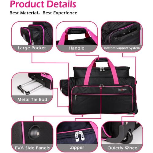 Dance Bag with Garment Rack,23inch Dance Competition Garment Bags with Clothes Rack,Suitcase,Rolling Duffle for Travel, Wheeled Drop-Bottom Upright Luggage Closet Suitcase(Expand-Purple