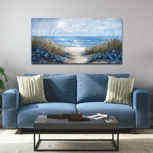 KELIYUAN Wall Art For Living Room Canvas Wall Decor For Bedroom Office Decorations Blue Ocean Wall Painting Sea Wave Pictures Artwork Modern Beach Posters Aesthetic Ready To Hang Home Decor 20x40