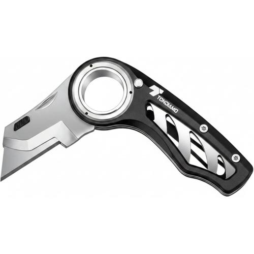Tondiamo 1 Pcs Folding Pocket Utility Knife Box Cutter, Black
