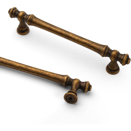 Asidrama 10 Pack 5 Inch(128mm) Antique Brass Kitchen Cabinet Handles, Vintage Retro Cabinet Pulls Kitchen Cabinet Hardware for Cupboard Drawer Pulls