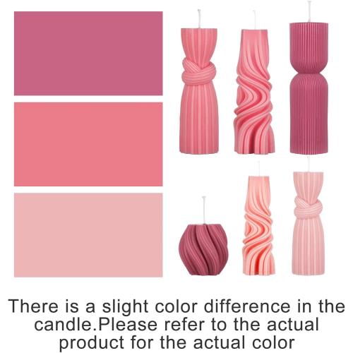 Threlaco 6 Pcs Pink Pillar Candles Decorative Modern Aesthetic Ribbed Candle Set Cute Soy Wax Scented Ribbed Decor Valentine's Commemorative Gift for Home Decoration(2.36-6.69 Inch)