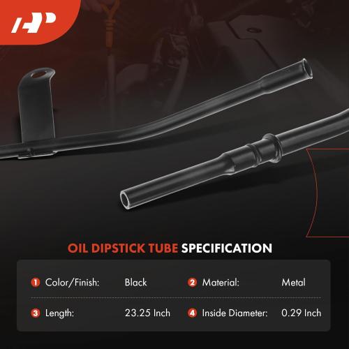 A-Premium 23.25 in Engine Oil Dipstick Tube - Metal Compatible with Chevrolet, GMC, Cadillac, Hummer, Isuzu Models - Silverado 1500, Tahoe, Suburban 2500, Sierra 2500, Yukon XL 2500, Escalade ESV, EXT