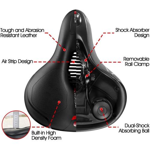 Comfortable Seat Cushion for Men Women with Dual Shock Absorbing Ball Memory Foam Waterproof Wide Bicycle Saddle Fit for Road Bikes