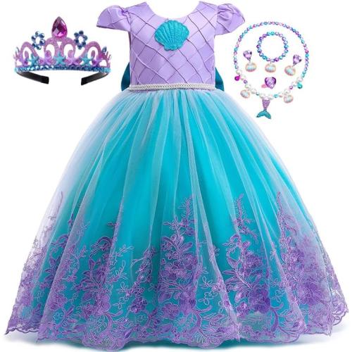 7-8 Years PURFEEL Girls Mermaid Princess Dress Kids Mermaid Costume Dress up for Ariel