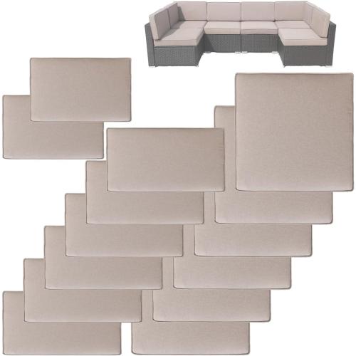 14Pcs Patio Cushion Covers Replacement Splashproof UV-Resistant Inelastic Covers with Zippers, Max Compatible 25.6x25.6x4inch Patio Cushion, for 7 Pcs Outdoor Patio Furniture Sets