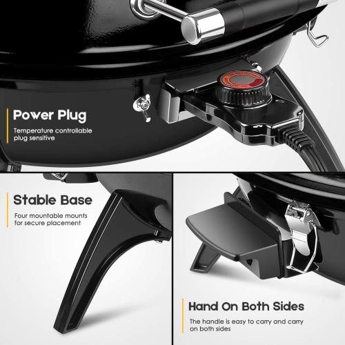 Electric Grill, Techwood Outdoor Electric BBQ Grill, Portable1600W Tabletop Grill for Party, Patio & Backyard Use, Black