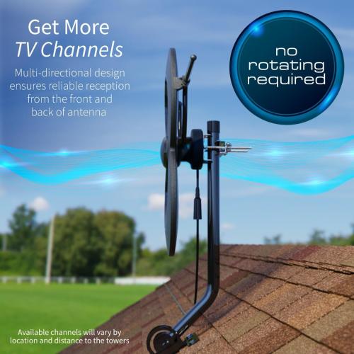 Antennas Direct ClearStream MAX-V Indoor Outdoor TV Antenna, UHF VHF Multi-Directional, 60  Mile Range, 4K 8K UHD, NEXTGEN TV – w/Wall Bracket(Black)