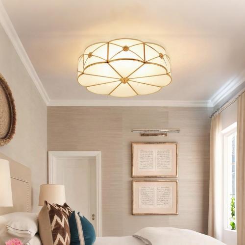 Size 23.62  Mid Century Brass Flush Mount Ceiling Light, 6-Light LED Brass and Glass Ceiling Lamp, Frosted Glass Shade Modern Light, Close to Ceiling Light Decorative for Bedroom Living Room(23.62 W)