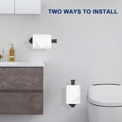NearMoon Toilet Paper Holder Self Adhesive, Premium Thicken SUS304 Stainless Steel Rustproof Adhesive Toilet Roll Holder no Drilling for Bathroom, Kitchen, Washroom (1 Pack, Matte Black)