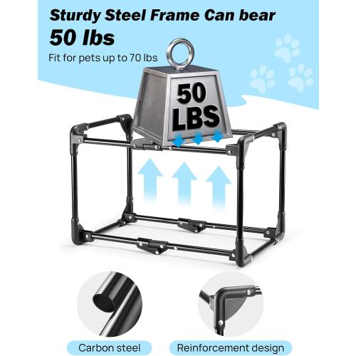 JOYTUTUS Collapsible Dog Crate, 37 Inch Portable Pet Crate for Car, Travel Dog Kennel Foldable Dog Crate for Large Dog 70lbs, Soft Cat Carrier Fit for Indoor & Outdoor/Trunk (Blue)