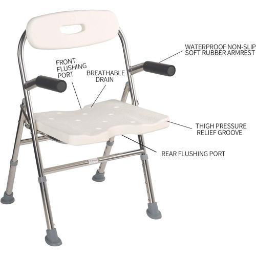 Elderly Assis Medical Shower Bath Seat Adjustable Shower Chair Portable Bath Seat Shower Chair Seat Bench for Seniors Disabled Injured with Handle