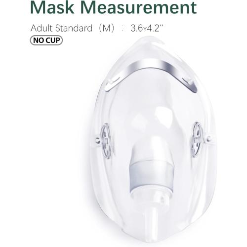 ANSNF 2 Pack Oxygen Mask for Face Adult with 6.6' Tube & Adjustable Elastic Strap - Size M L (Clear) - NO CUP