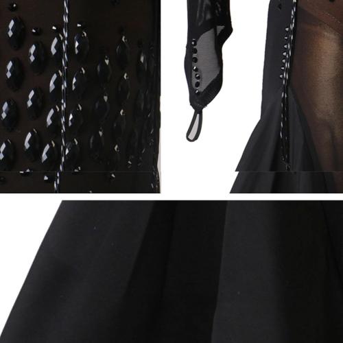 Size XXL Latin Dance Competition Dresses for Women Mesh Ballroom Dance Costume Applique Cha Cha Dance Dress