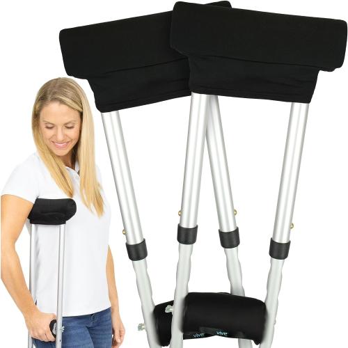 Vive Premium Crutch Pads & Hand Grips - Comfortable, Breathable | Machine Washable Padding - Moisture Wicking & Odor Reducing Pillow Accessory Covers for Adult & Youth Walking Crutches