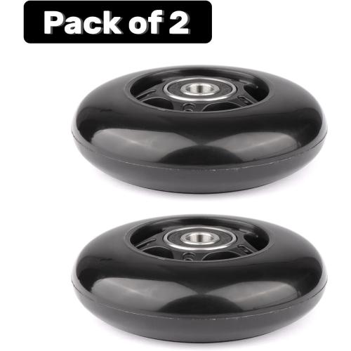 2-Pack PU Luggage Suitcase Replacement Wheels Repair Kit w/ABEC-7 Bearings and 6mm Axles for Trolley Carry-on Roller Travel Bag (76 * 24mm)