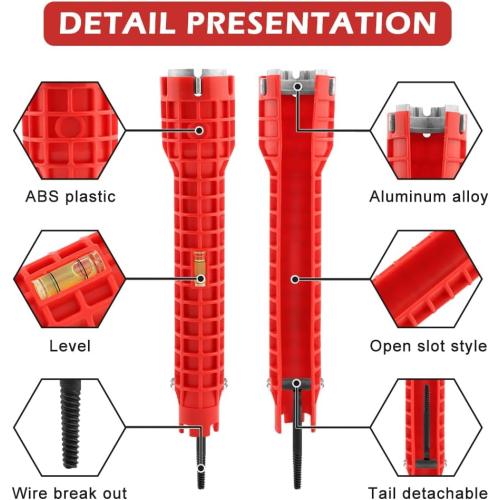 14-in-1 Multi-functional Wrench Faucet Sink Installer Tool for Toilets and Kitchens - Red Plumbers Wrench