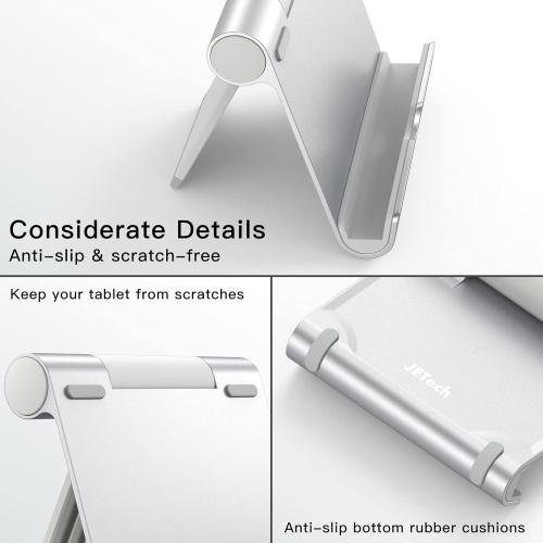 JETech Tablet Stand, Adjustable Portable Desktop Holder, Foldable Dock for iPad/iPad Pro/Air/Mini, Galaxy Tab A8/A7 Lite/A7/S8/S7, Kindle, Tab/Phones(4-11), Sliver