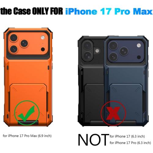 Nvollnoe Compatible with iPhone 17 Pro Max Case with Card Holder[Store 5 Cards] Dual Layer Heavy Duty Shockproof Wallet Case with Hidden Card Slot Large Storage Cover for Men&Women 6.9''(White)