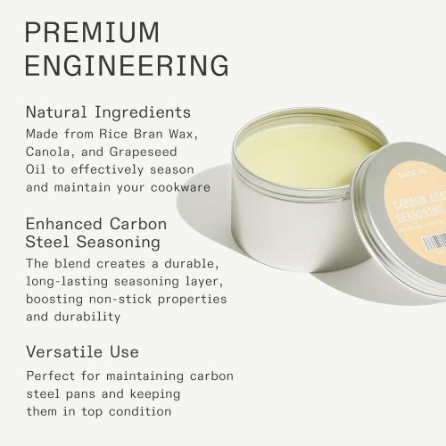 Made In Cookware - Carbon Steel Seasoning Wax (6 Oz) - Crafted in Canada - Rice Bran Wax, Canola Oil and Grapeseed Oil