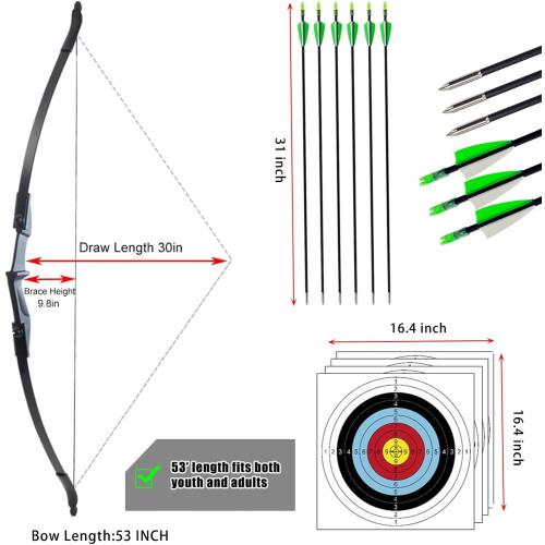 Recurve Bow and Arrow Set for Adults & Youth 20 30 40lb, Takedown Archery Kit for Beginners Right & Left Handed Outdoor Target Practice & Training