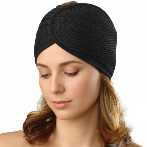 DONNA Deluxe Foam Velcro Headband, Silk Hair Wraps for Face Wash, Makeup and Hair Accessories BLACK