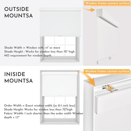 Persilux Cordless Blackout Roller Shades for Windows, Pull Down Blinds With Valance, Thermal Insulated Fabric, UV Protection for Home and Bedroom (White, 41 W x 72 H)