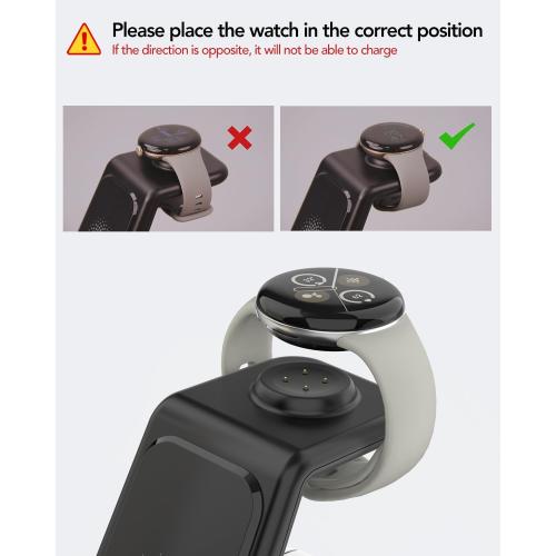 Upgraded 3 in 1 Wireless Charger for Google Pixel Watch 3/2, for Pixel 10/10 Pro/10 Pro XL/9 Pro/9/Fold/8,Buds Pro 2/Pro,Wireless Charging Station for Multiple Devices (Not for Google Watch 4/1)
